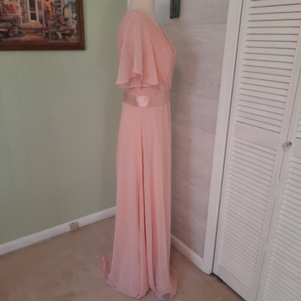 Blush chiffon aline evening gown dress sz 12 NWT *U - Picture 6 of 7